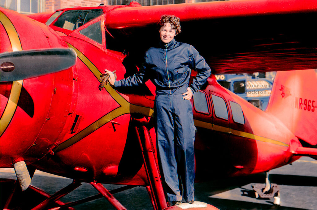 Amelia Earhart fotografiada desde su avión en 1932