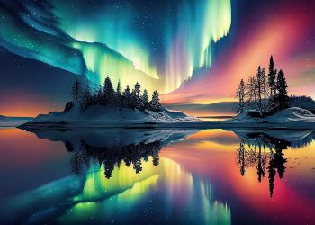 La aurora boreal ilumina el cielo nocturno con sus vibrantes colores, creando un espectáculo natural de belleza inigualable y misterio etéreo. / Foto: Freepik