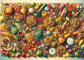 Una celebración visual de los sabores del mundo, desde especias exóticas hasta técnicas culinarias únicas, capturando la rica diversidad de la cocina internacional.