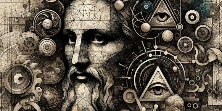 Enigma Da Vinci: Una fusión artística de símbolos y misterios, reflejando la profundidad y el misterio en las obras maestras de Leonardo.